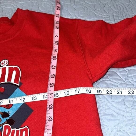 Rockin Rudolph Run Red Sweatshirt Unisex Long Sleeve Crew Neck Soft Cotton Blend - Picture 4 of 4